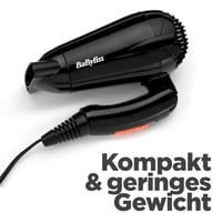 Uscător de păr pliabil de voiaj BaByliss 5334E – 2000W, pliabil, voltaj universal, 2 trepte de viteză, negru/portocaliu 3