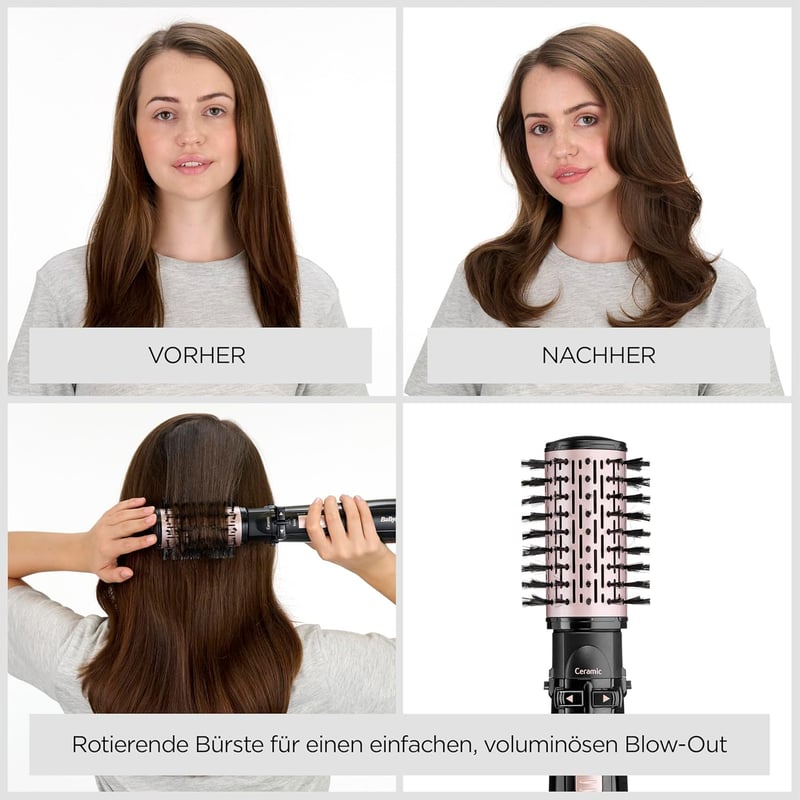 BaByliss AS200E Forgó Meleg Levegős Hajkefe Ionos 1000W 4 Fej Fekete