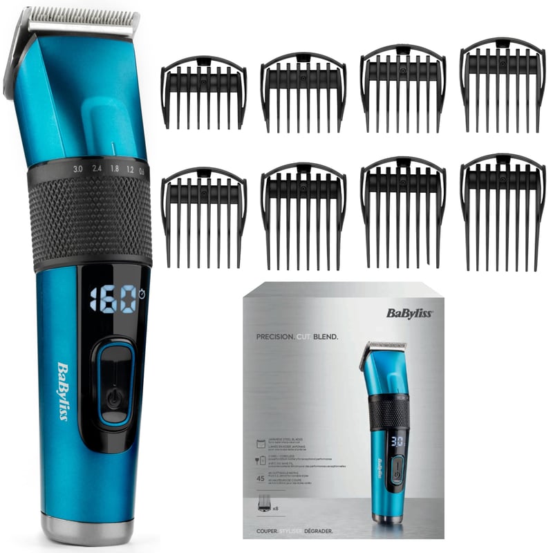 Mașină de tuns BaByliss E990E cu lame din oțel japonez, acumulator cu litiu, autonomie 160 de minute, încărcare în 3 ore, etui rigid pentru depozitare, negru