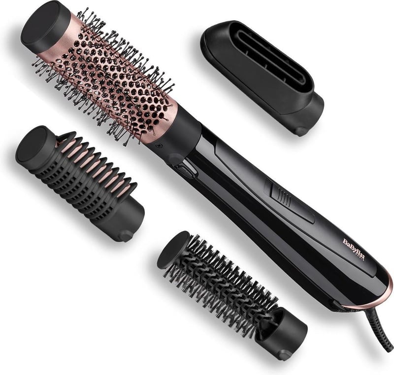 Perie cu aer cald BaByliss Perfect Finish AS126E 1000W - 3 accesorii, tehnologie ionică, anti-frizz, 2 trepte de temperatură + jet de aer rece, negru