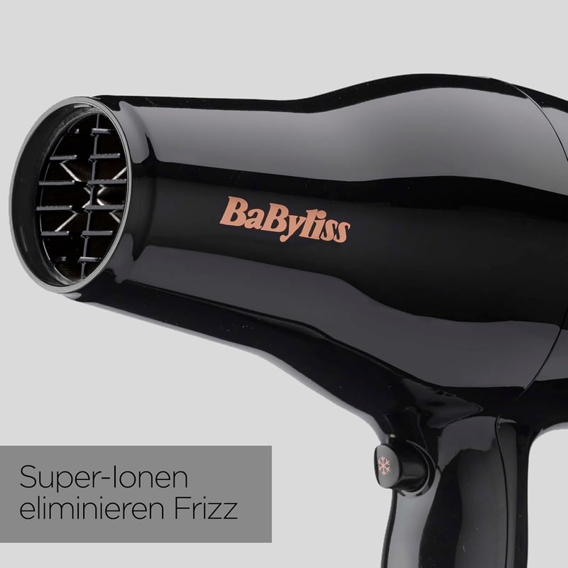 BaByliss Pro Power Hajszárító 2300W - Professzionális Szalon AC Motor, Ion Technológia Göndörödés Ellen, 3 Hőfok 2 Sebesség, Fekete