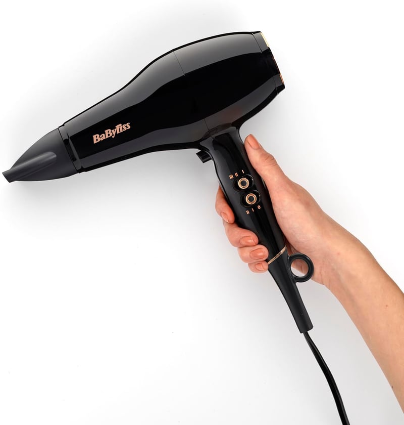 BaByliss Pro Power Hajszárító 2300W - Professzionális Szalon AC Motor, Ion Technológia Göndörödés Ellen, 3 Hőfok 2 Sebesség, Fekete