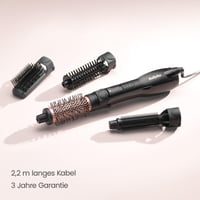 Perie cu aer cald 4 în 1 BaByliss Smooth Finish 1200 AS122E pentru uscare și coafare, tehnologie ionică și ceramică, 4 accesorii, 1200W, negru/roz 9