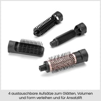 Perie cu aer cald 4 în 1 BaByliss Smooth Finish 1200 AS122E pentru uscare și coafare, tehnologie ionică și ceramică, 4 accesorii, 1200W, negru/roz 2