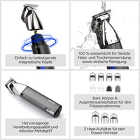 Trimmer multifuncțional 15-în-1 BaByliss Super-X Metal MT996E - Set trimmer fără fir pentru barbă și părul din nas, rezistent la apă, pentru bărbați, argintiu 5