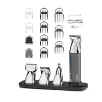 Trimmer multifuncțional 15-în-1 BaByliss Super-X Metal MT996E - Set trimmer fără fir pentru barbă și părul din nas, rezistent la apă, pentru bărbați, argintiu 1