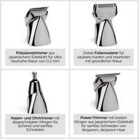 Trimmer multifuncțional 15-în-1 BaByliss Super-X Metal MT996E - Set trimmer fără fir pentru barbă și părul din nas, rezistent la apă, pentru bărbați, argintiu 4