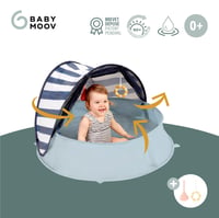 Babymoov Aquani 3-in-1 Strandmuschel Strandsátor UV 50+ védelemmel, pancsolómedencével és utazóággyal - Matróz mintás 3