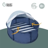 Detský stan na hranie Babymoov Babyni s UV ochranou 50+, 2 v 1 detský stan a cestovná postieľka, sieťka proti hmyzu, slnečná clona, na vnútorné aj vonkajšie použitie, modrý, Sailor, 9 3