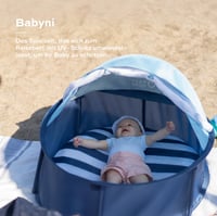 Detský stan na hranie Babymoov Babyni s UV ochranou 50+, 2 v 1 detský stan a cestovná postieľka, sieťka proti hmyzu, slnečná clona, na vnútorné aj vonkajšie použitie, modrý, Sailor, 9 2