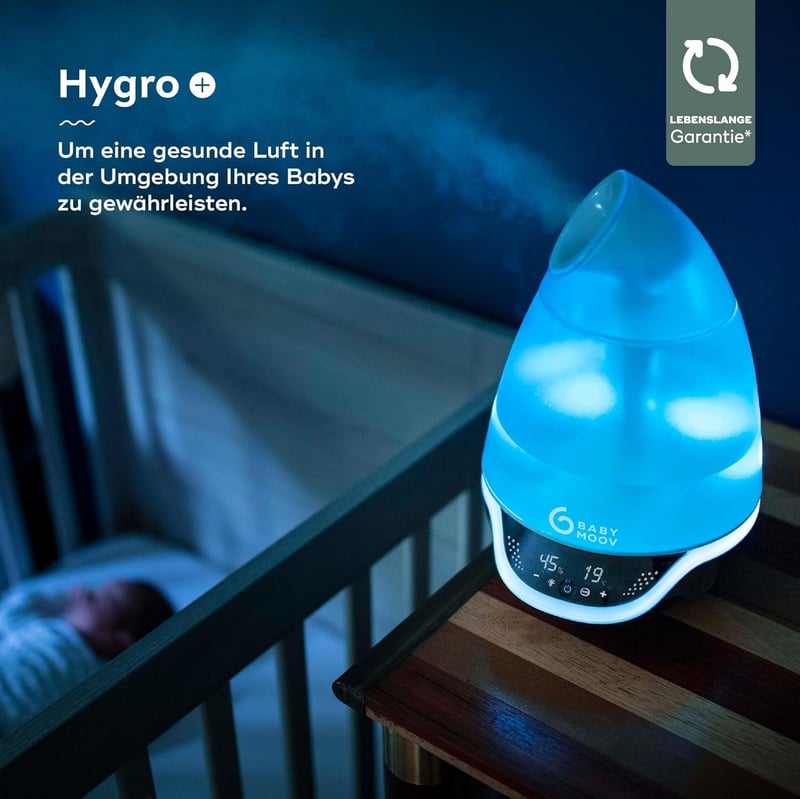 Babymoov Hygro Plus ultrahangos párásító, éjszakai fény és aromaterápia funkcióval