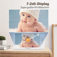 Babystar Bébiőr 7" IPS Kijelzővel - 1080P HD Kamera, 360° Forgatható, Éjjellátó, Kétirányú Hang, 22 Órás Akkumulátor, Hőmérséklet Figyelés,  2