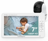Babystar Bébiőr 7" IPS Kijelzővel - 1080P HD Kamera, 360° Forgatható, Éjjellátó, Kétirányú Hang, 22 Órás Akkumulátor, Hőmérséklet Figyelés,  1