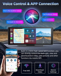 Jansite 10,26" Apple CarPlay Android Autós Kijelző 2.5K Műszerfali Kamerával, Vezeték Nélküli DrivePlay, Tolatókamera, Bluetooth, Tükrözés 6