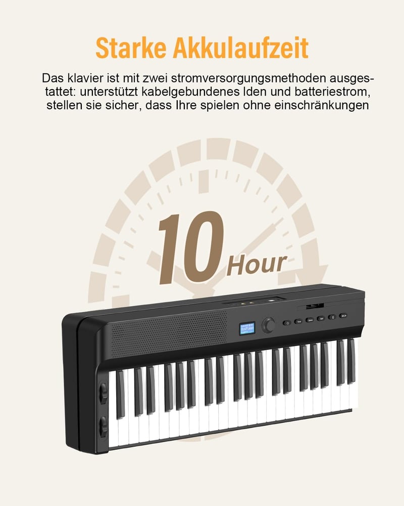OYAYO Összehajtható Digitális Zongora 88 Billentyűvel - Bluetooth, MIDI, USB Csatlakozás, Félig Súlyozott Billentyűzet, Tartópedállal és Hor
