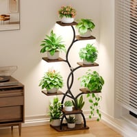 BACEKOLL 8 szintes növénytartó LED növénylámpa 124 cm fém fa virágállvány 2