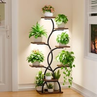 BACEKOLL 8 szintes növénytartó LED növénylámpa 124 cm fém fa virágállvány 1