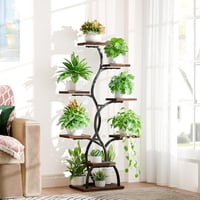 BACEKOLL 8 szintes növénytartó LED növénylámpa 124 cm fém fa virágállvány 7