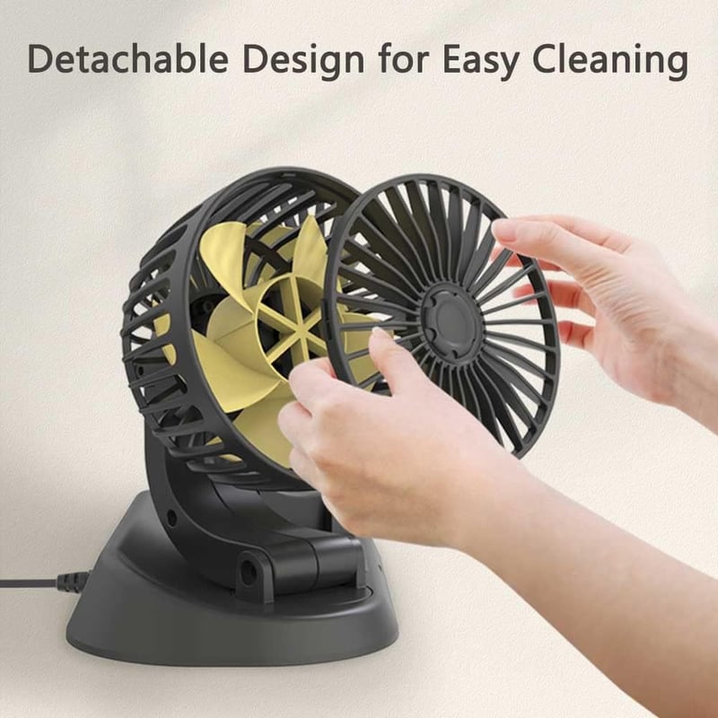 Baceyong 12V Dupla Fejes Autós Ventilátor Szivargyújtó Csatlakozóval - 360° Vízszintes, 180° Függőleges Forgatható, Teherautóba, SUV-ba