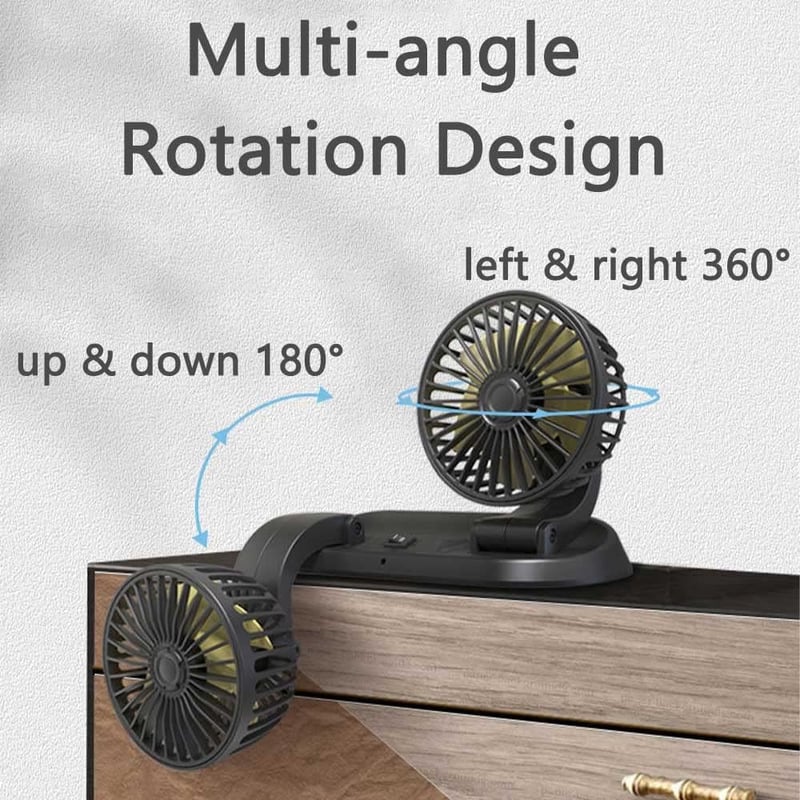 Baceyong 12V Dupla Fejes Autós Ventilátor Szivargyújtó Csatlakozóval - 360° Vízszintes, 180° Függőleges Forgatható, Teherautóba, SUV-ba