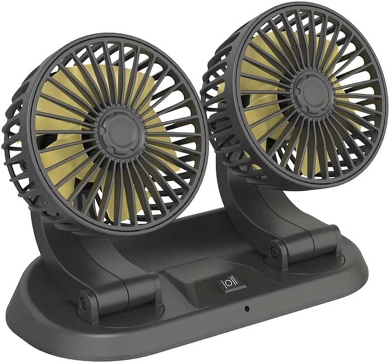 Baceyong 12V Dupla Fejes Autós Ventilátor Szivargyújtó Csatlakozóval - 360° Vízszintes, 180° Függőleges Forgatható, Teherautóba, SUV-ba