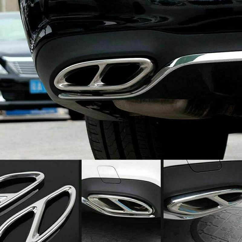 Baceyong 2db Rozsdamentes Kipufogó Trim Mercedes C-Class W205 Chrome Sportlook