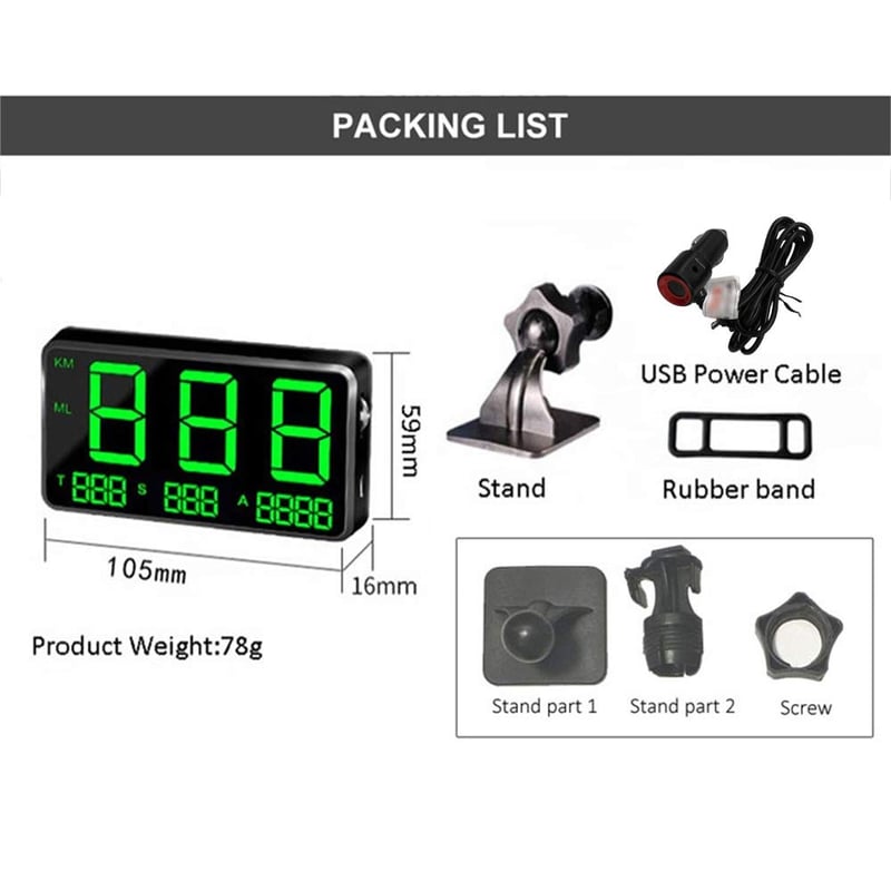 Baceyong 5.5" Autós HUD Kijelző Sebességmérő km/h Figyelmeztetéssel