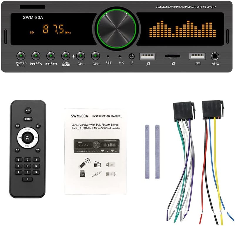 Baceyong Érintőképernyős Autórádió Bluetooth-szal - Egysoros MP3 Lejátszó, FM Rádió, HD Kijelző, AI Hangvezérlés, Színes Fényekkel