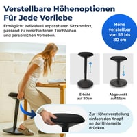Ergonomická kancelárska stolička Backerz, výškovo nastaviteľná otočná stolička 55 – 80 cm s hojdacím efektom, matná čierna, protišmykové aktívne sedadlo do kancelárie 5