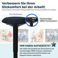 Ergonomická kancelárska stolička Backerz, výškovo nastaviteľná otočná stolička 55 – 80 cm s hojdacím efektom, matná čierna, protišmykové aktívne sedadlo do kancelárie 8