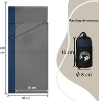Backpacker's Journey ultrakönnyű higiénikus hálózsák cipzár nélkül, 100% pamut - kék - 225 g 3