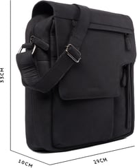 LEABAGS Amsterdam Unisex Válltáska Valódi Bivalybőrből, Vintage Megjelenés, Mágneszáras, Tágas Belső Terekkel - Fekete 4