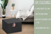 Skladací matrac Badenia Trendline Madrid s taburetkou, so sivým poťahom a čiernym matracom, 6-dielny, certifikovaný Oeko-Tex 6