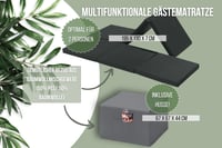 Skladací matrac Badenia Trendline Madrid s taburetkou, so sivým poťahom a čiernym matracom, 6-dielny, certifikovaný Oeko-Tex 3