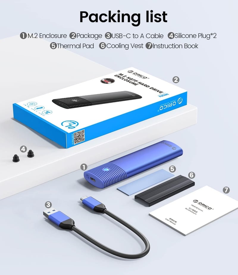 ORICO M.2 NVMe és SATA SSD külső ház, USB 3.2, 10Gbps, szerszám nélküli