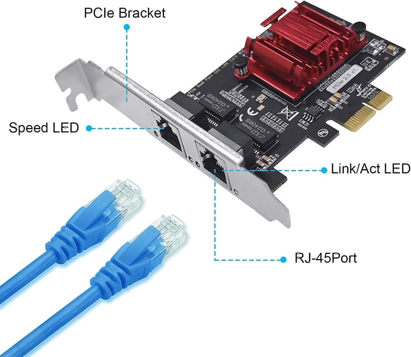 Intel 82575 Dual-Port PCIe Gigabit Hálózati Kártya, PXE Támogatással, Alacsony Profilú