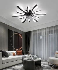 LJX Okos Mennyezeti Lámpa Ventilátorral 78 cm - Alexa és Google Kompatibilis, Csendes DC Motor, Szabályozható Fényerő, Téli/Nyári Üzemmód, F 8