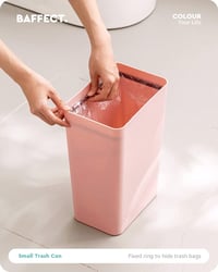 Baffect Nyomógombos Szemetes Kuka 8L - Rózsaszín Műanyag Hulladékgyűjtő Konyhába, Fürdőszobába - Csendes Záródású Téglalap Alakú Beltéri Sze 4