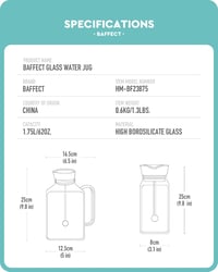 Baffect Üveg Kancsó Fedéllel és Gyümölcstartóval - 1,75 L Hőálló Boroszilikát Vizes Kancsó Szangriához, Limonádéhoz, Hideg-Meleg Italokhoz 6