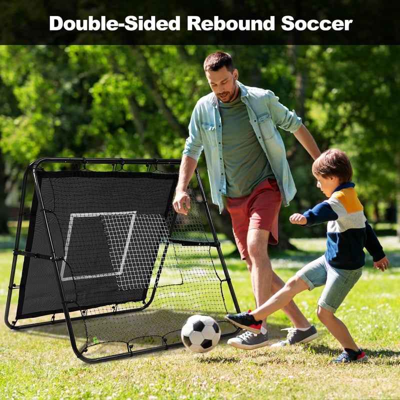 BAGAIL Dupla Oldalas Rebounder Hálóval, Állítható Szögek, 120x120 cm