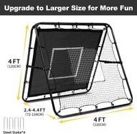 BAGAIL Dupla Oldalas Rebounder Hálóval, Állítható Szögek, 120x120 cm 2
