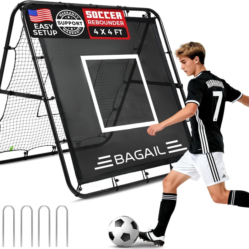 BAGAIL Dupla Oldalas Rebounder Hálóval, Állítható Szögek, 120x120 cm