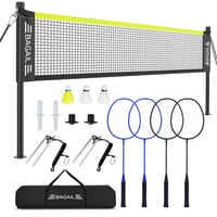 BAGAIL Profesionálna bedmintonová sieť – 6,1 x 1,55 m, súťažný rozmer, PE sieť, so 4 raketami, 3 košíkmi a prenosnou taškou 1