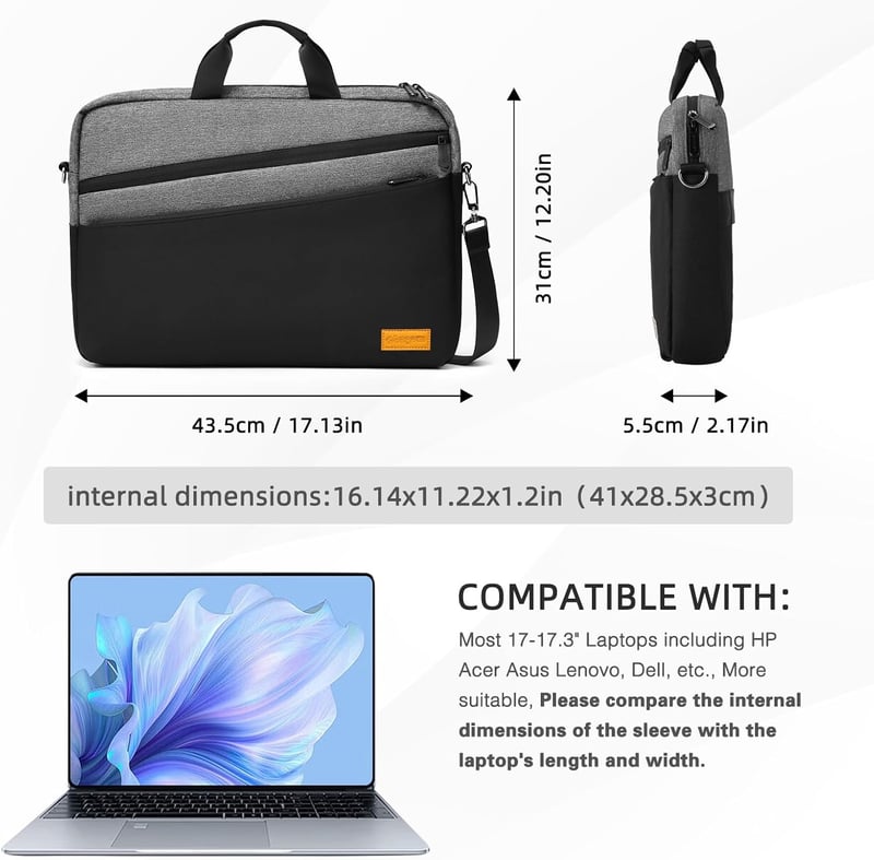 bagasin 17 hüvelykes laptop táska vízálló expandálható válltáska