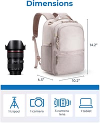 BAGSMART 2 az 1-ben kamera hátizsák DSLR/SLR fényképezőgéphez, 12,9"-os iPad-del kompatibilis 2