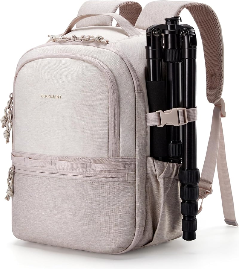 BAGSMART 2 az 1-ben kamera hátizsák DSLR/SLR fényképezőgéphez, 12,9"-os iPad-del kompatibilis