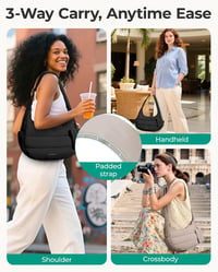 Geantă de umăr hobo pufos pentru femei bagsmart cu portofel mic, geantă de mână ușoară tip crossbody 2