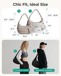 Geantă de umăr hobo pufos pentru femei bagsmart cu portofel mic, geantă de mână ușoară tip crossbody 3