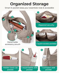 Geantă de umăr hobo pufos pentru femei bagsmart cu portofel mic, geantă de mână ușoară tip crossbody 4