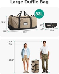 BAGSMART összecsukható utazótáska 3 kerékkel, 80L, fekete 6